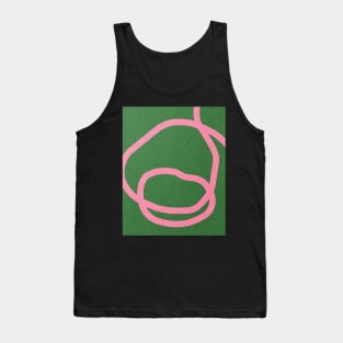 Pink line on green, Abstract art Tank Top